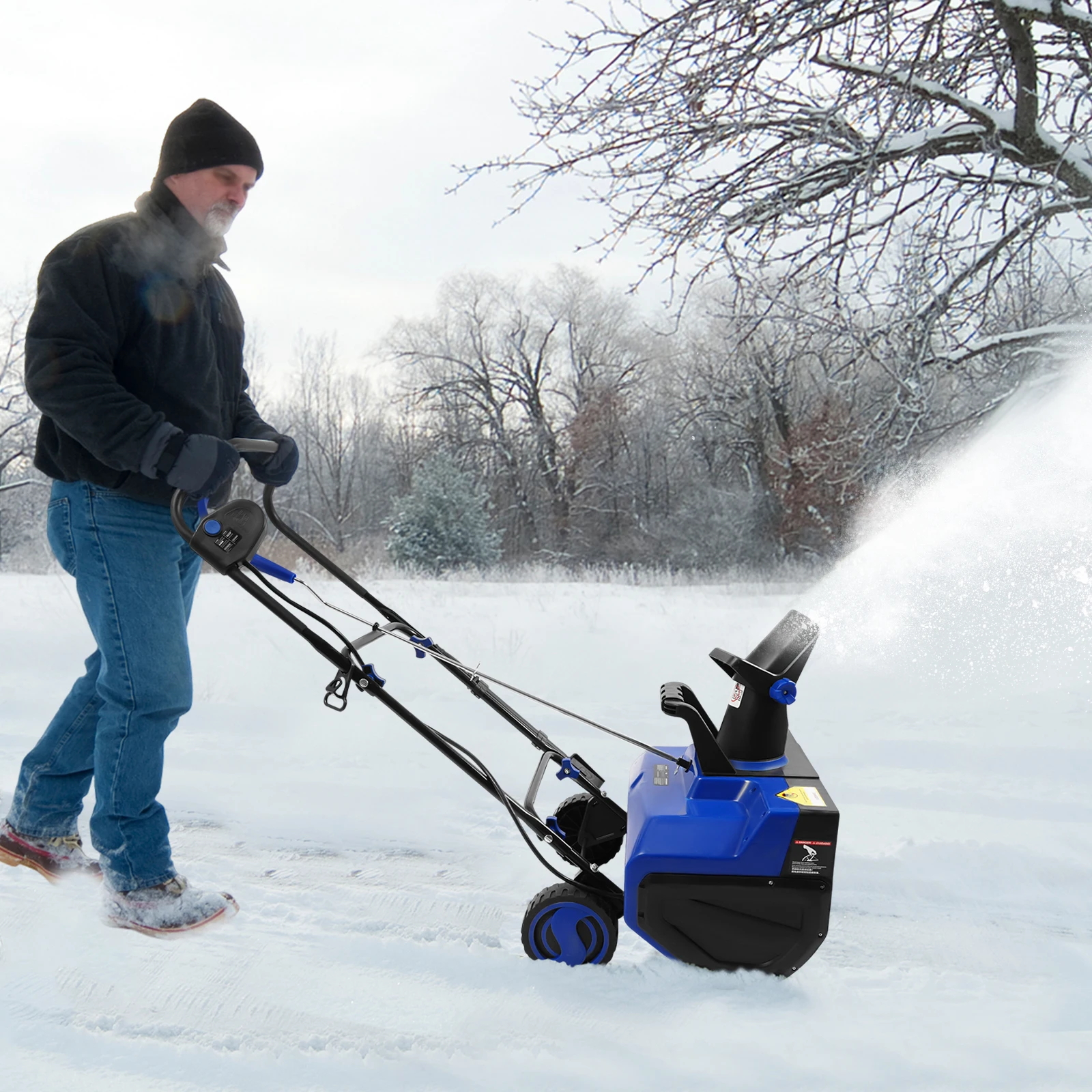 2400W Elektrische Schneefräse 56cm Reinigungsbreite 7,6m Schneewurfhöhe 220V EU-Stecker LED-Licht – Bild 3