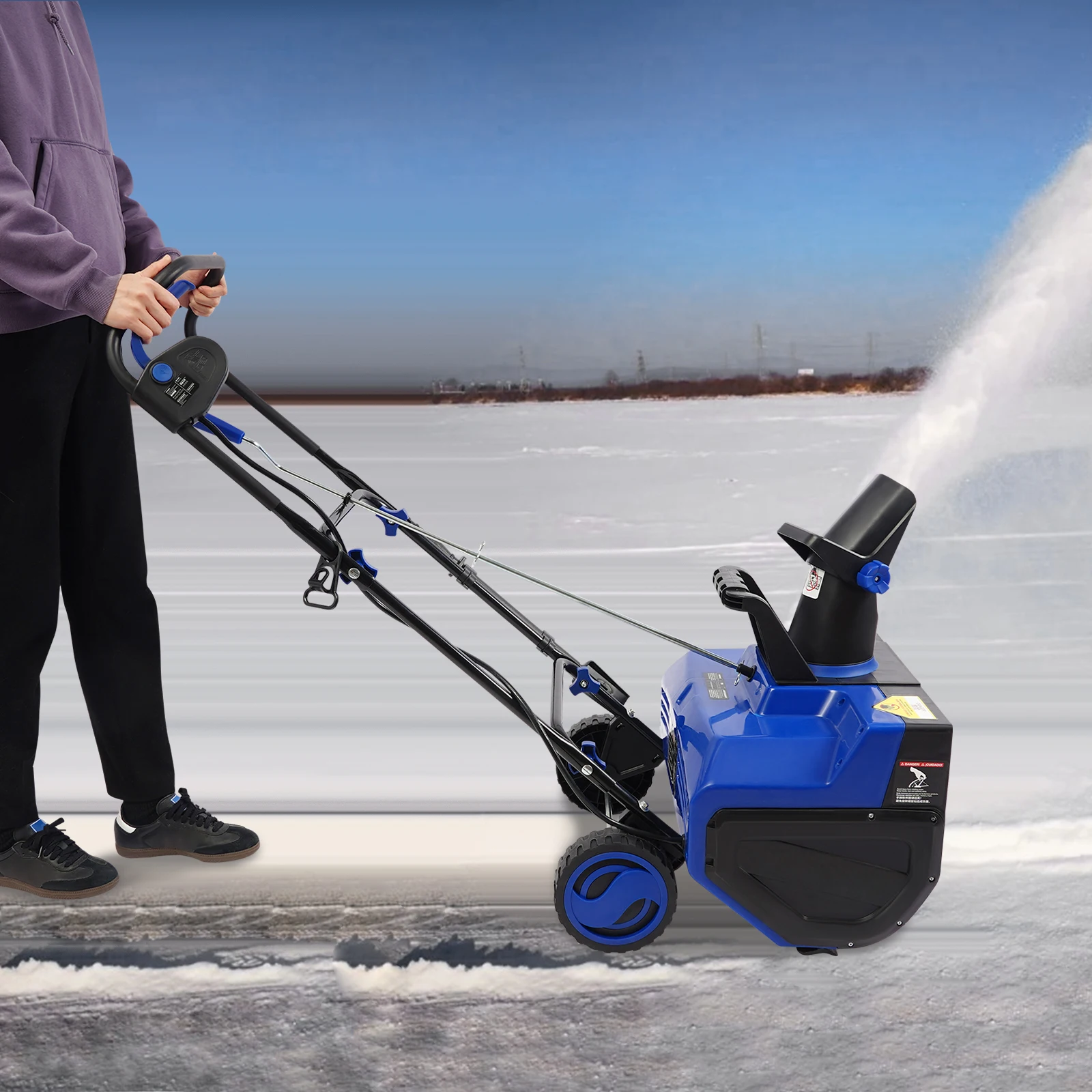 2400W Elektrische Schneefräse 56cm Reinigungsbreite 7,6m Schneewurfhöhe 220V EU-Stecker LED-Licht