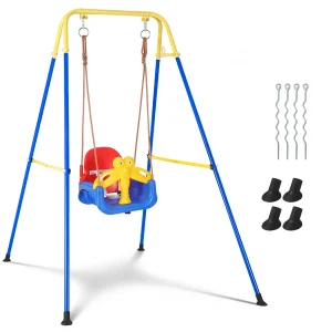 3-in-1 faltbares Kinderschaukel-Set, Gartenmöbel mit Metallrahmen